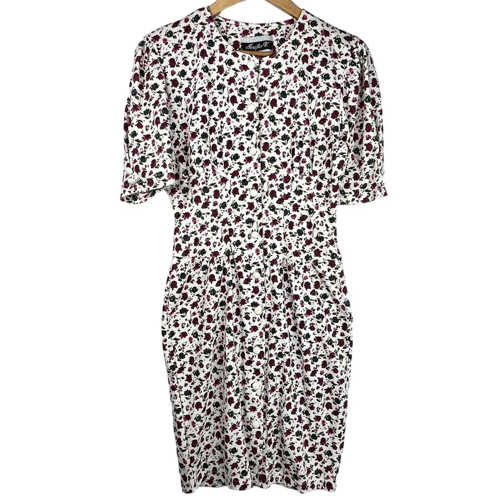 Vintage Jennifer V. Cottagecore Floral Cotton Blend Dress S